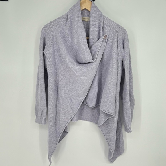 Repeat‎ 100% Cotton Wrap Button Cardigan Purple - Picture 1 of 9